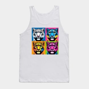 Pop Art Snow Leopard Tee - Cool Wildlife Statement Tank Top